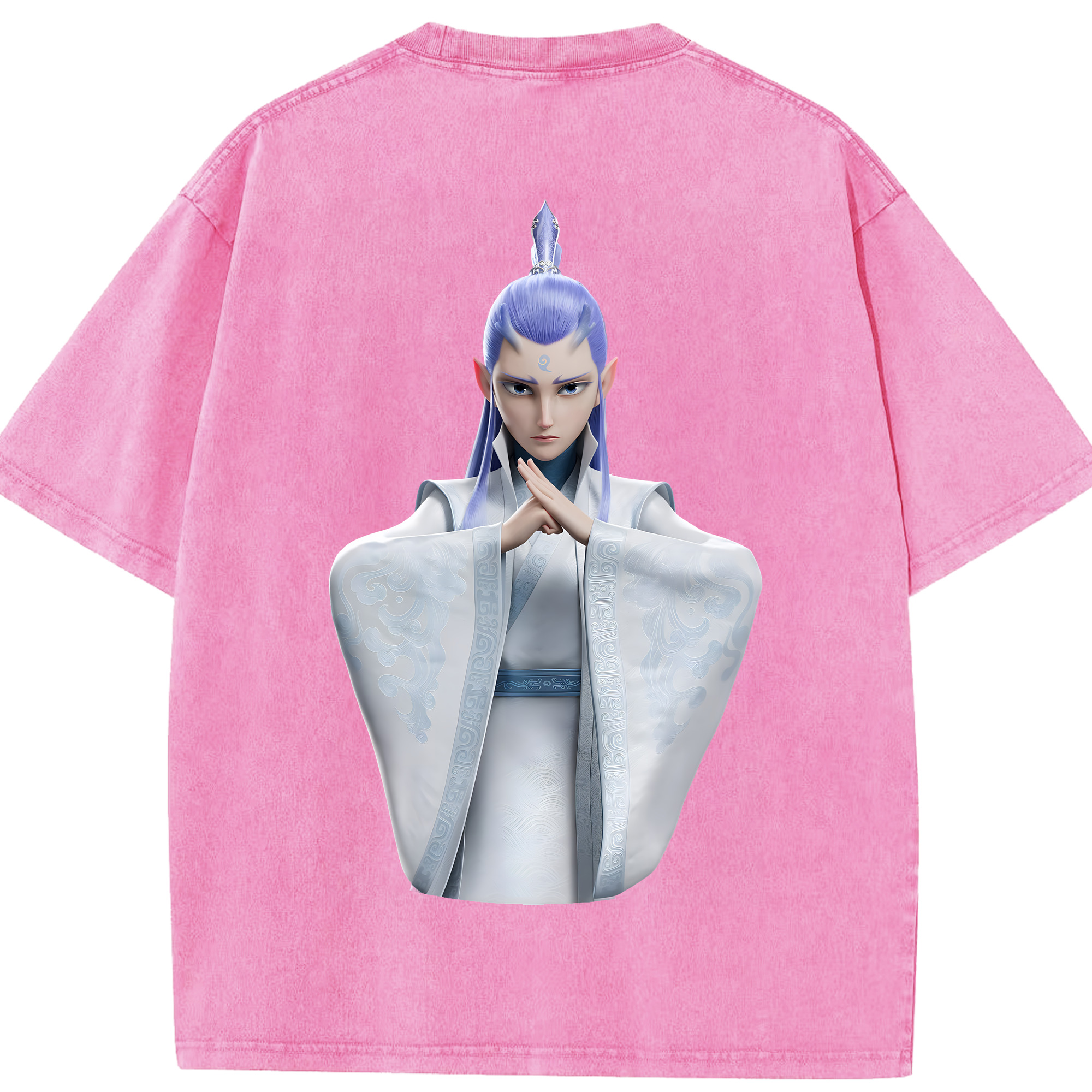 （画像用） Ne Zha 2 ナタ 魔童の大暴れ 綿100% ヴィンテージ風 半袖Tシャツ（背面プリント）